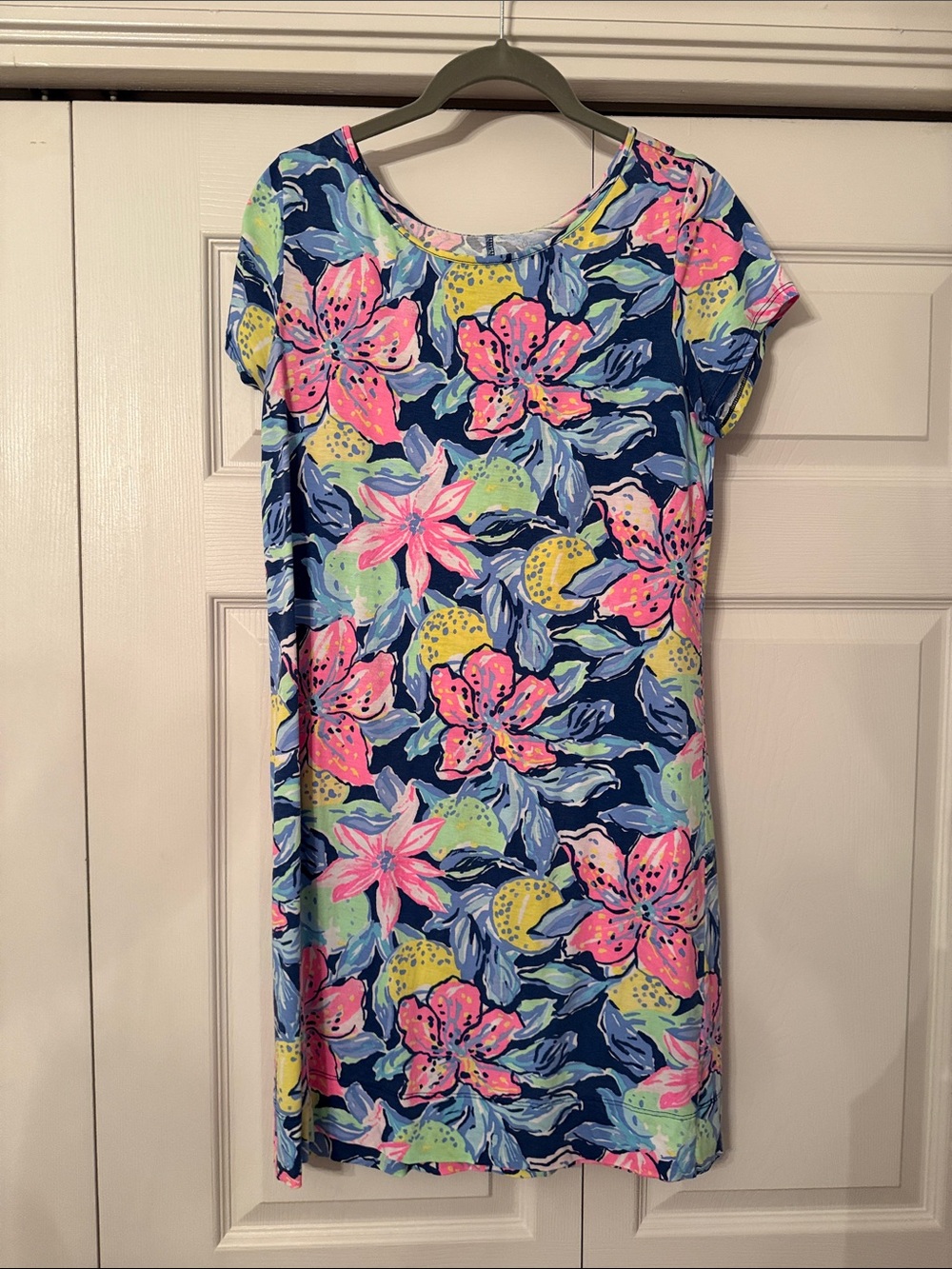 Lilly Pulitzer Navy Floral Mini Dress with Pink & Yellow